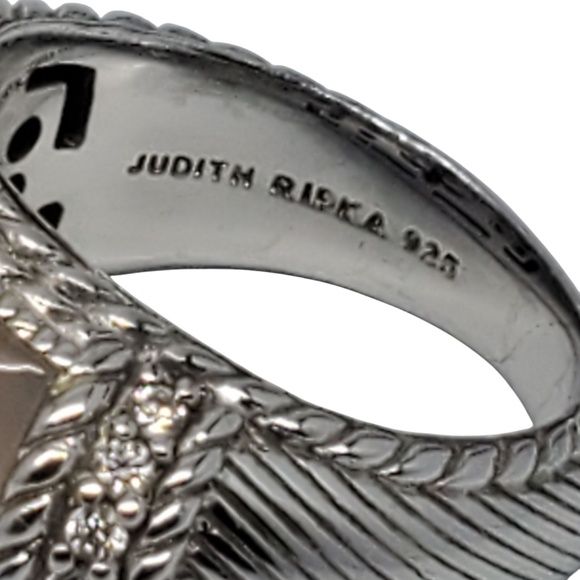 Judith Ripka Sterling Mother Of Pearl & Rose Quartz Ring Size 7 #21107 - Picture 6 of 9